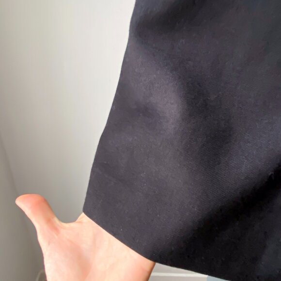 ❄️ 80s Vintage Black  Minimalist High-Waist Straight Slitted Wool Midi Skirt - Picture 6 of 7